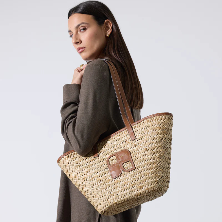 Sac Cabas Raphia et Paille - Papaya Noisette