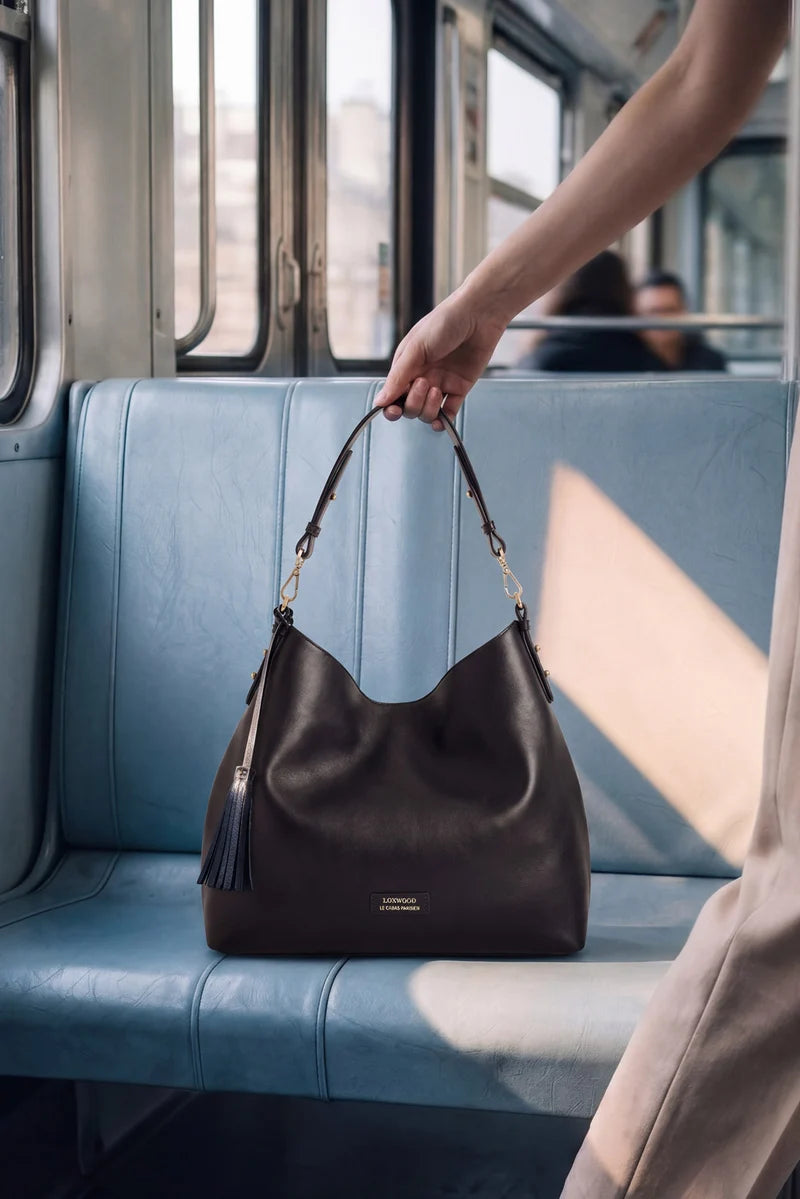 Sac Hobo Cuir Lisse - Sharon Coffee