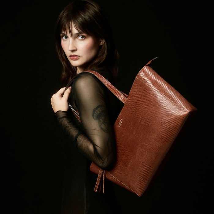 Sac Cabas zippé - Énora lézard Tan