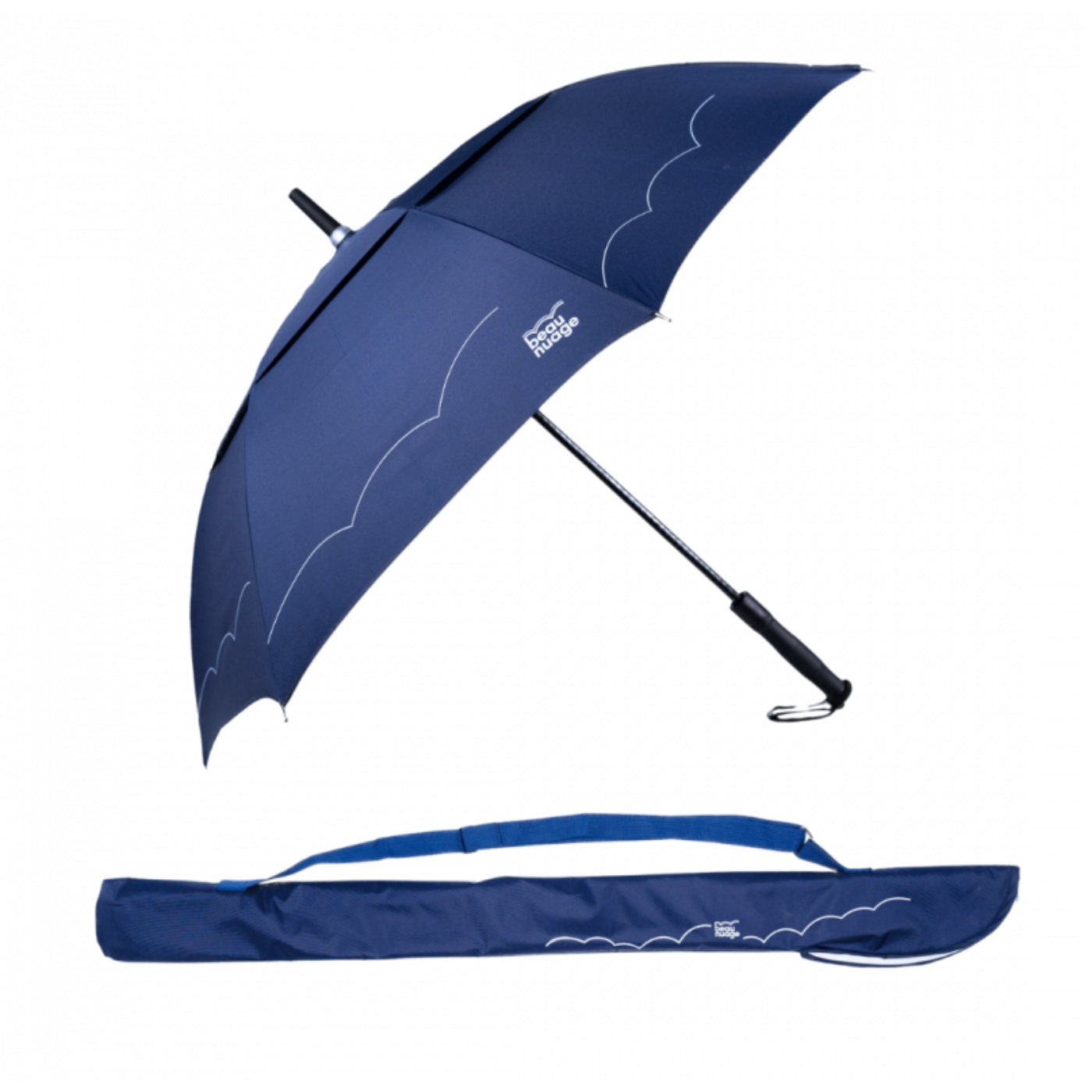 Parapluie - Le Gentleman porté bandoulière bleu minuit
