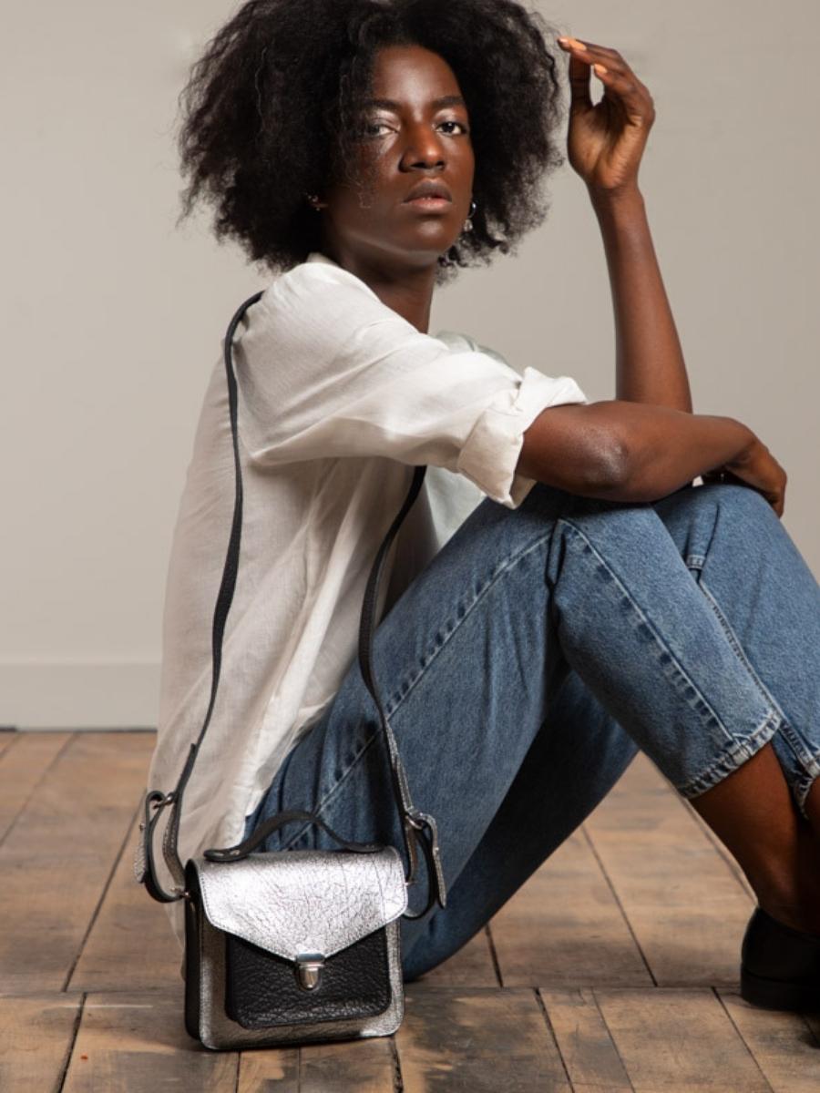 Sac Bandoulière - Mlle George XS - Argent Noir