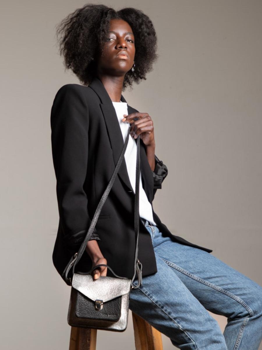 Sac Bandoulière - Mlle George XS - Argent Noir