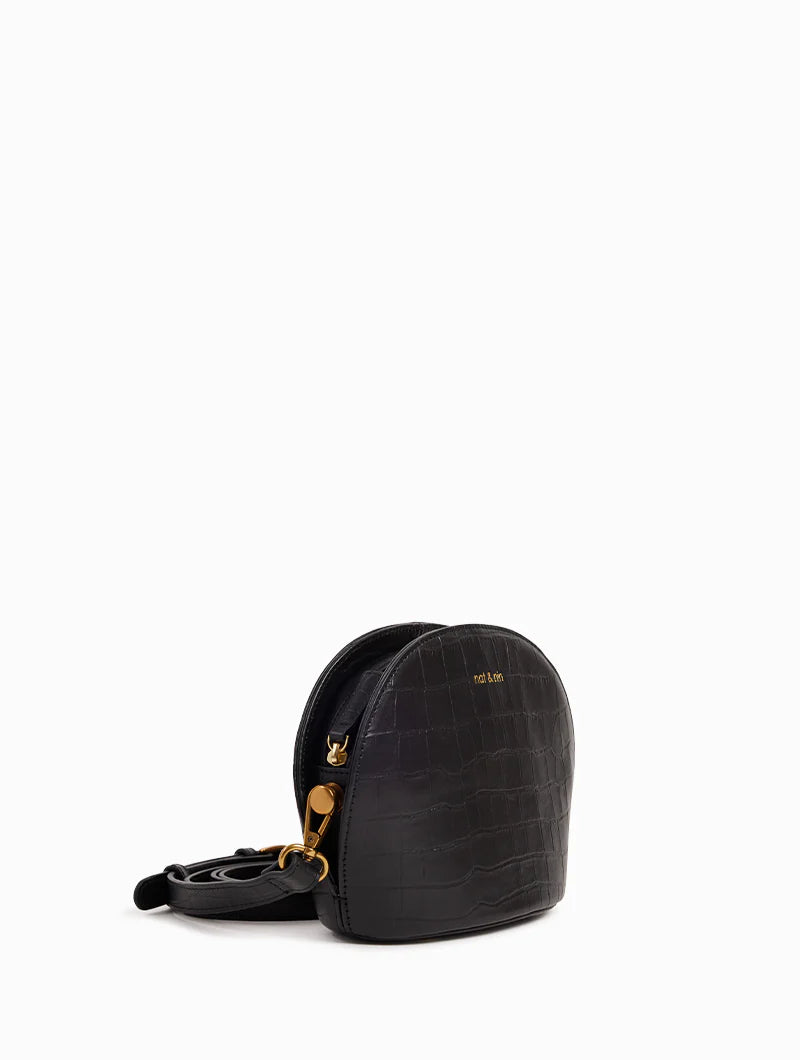 Sac bandoulière - Poppy Croco Noir