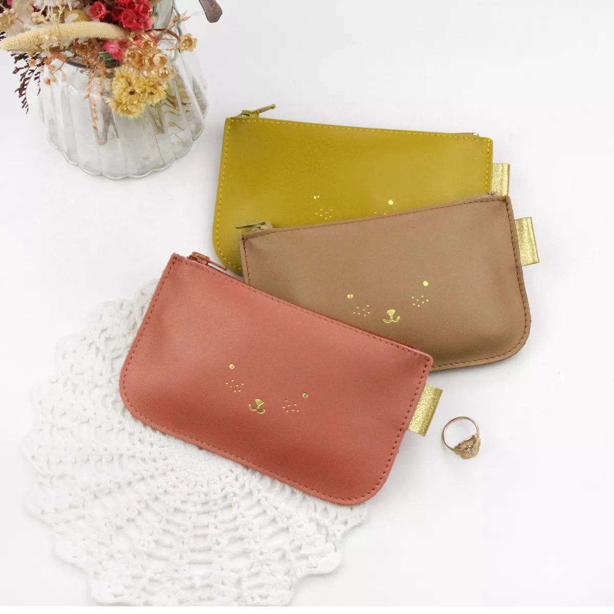 Pochette cuir - Demoiselle Moka