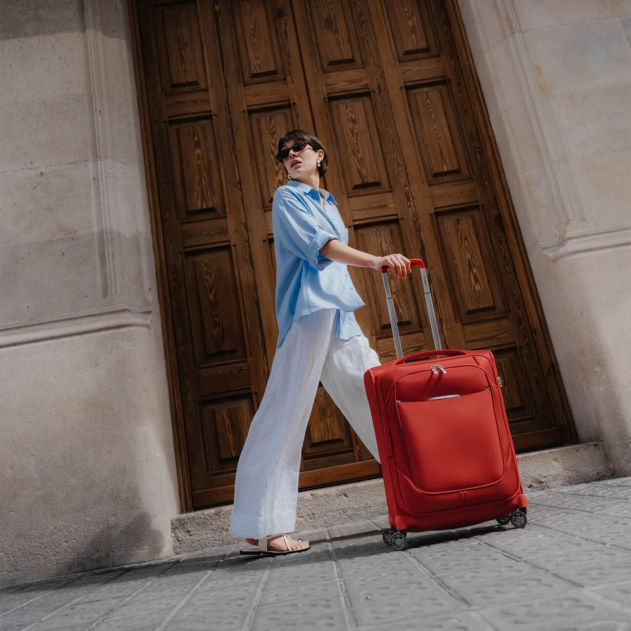 Valise Cabine 4 roues- Re-lite Poppy Red 55cm