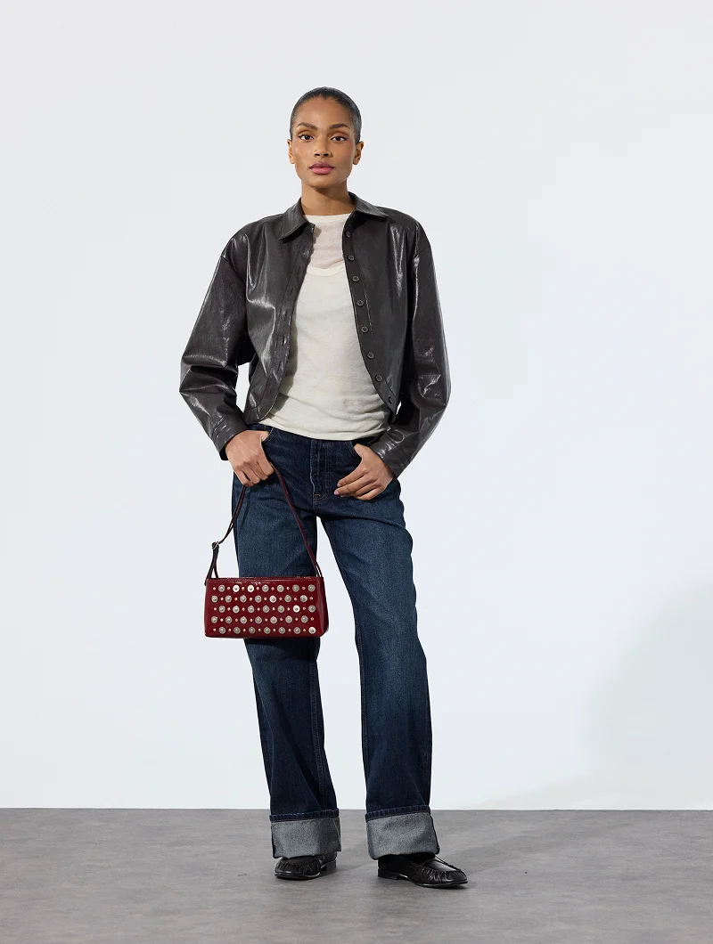 Sac Baguette - Nya Stud Rouge Glacé