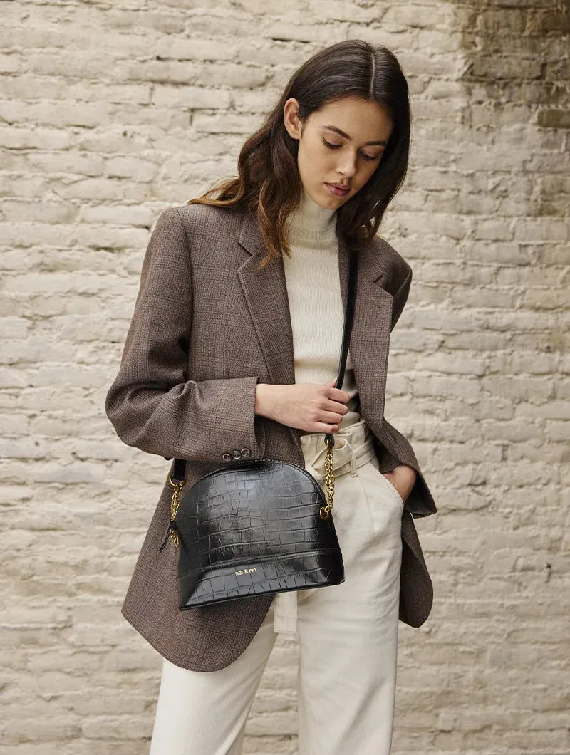 Sac bandoulière - Juliet Croco Noir
