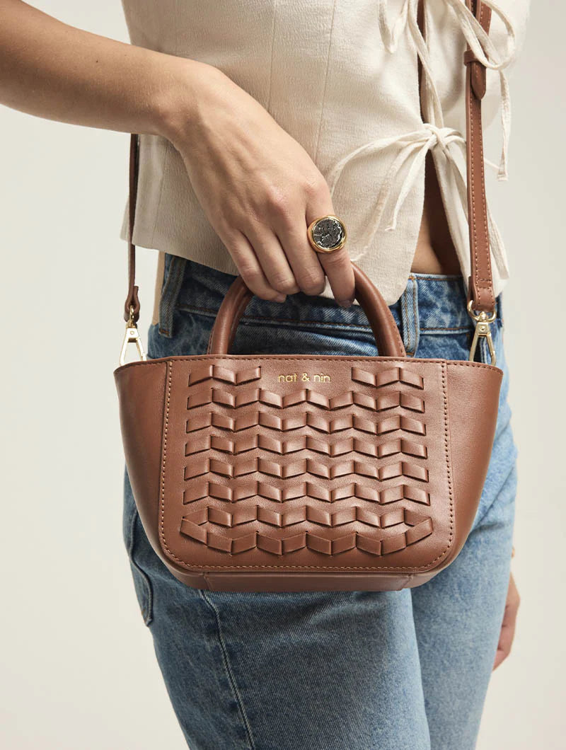 Sac à main - Mini Telma tressé Noisette