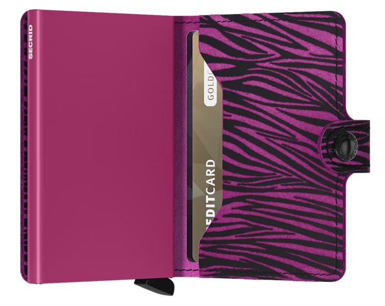 Porte cartes RFID - Miniwallet Zebra Fushia