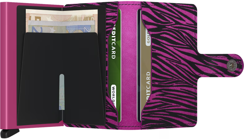 Porte cartes RFID - Miniwallet Zebra Fushia