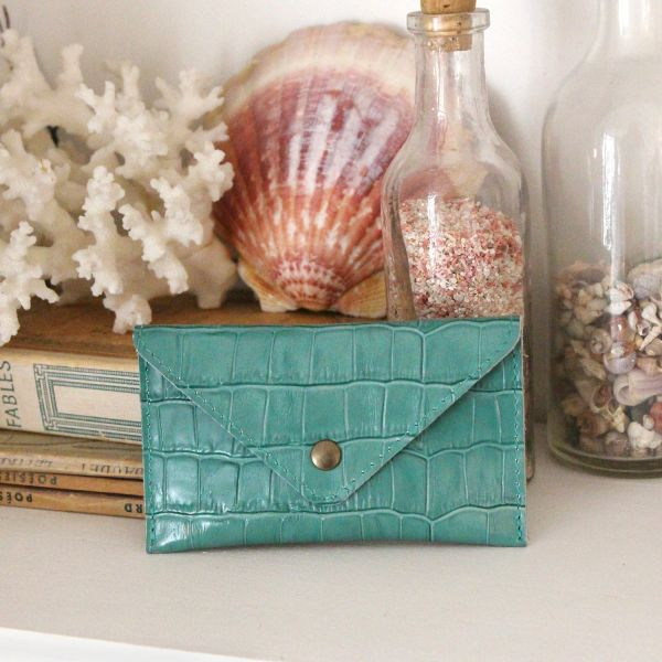 Porte cartes - La Voyageuse Croco Mint
