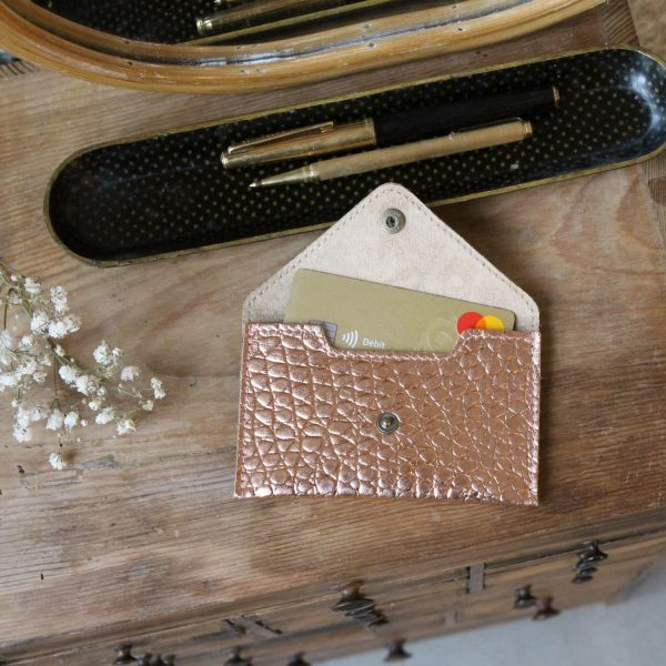 Porte cartes - La Voyageuse Rose Métallisé