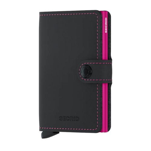 Porte cartes RFID- Miniwallet Matte Black Fushia