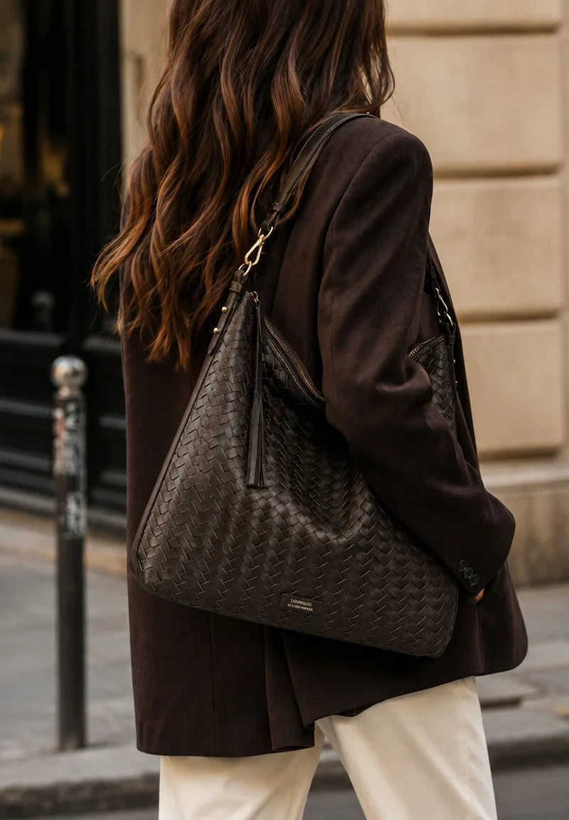 Sac Hobo Tressé Zippé - Sharon Chocolat