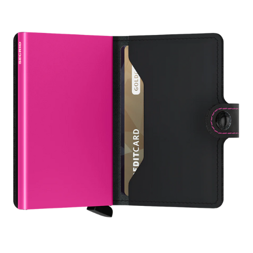Porte cartes RFID- Miniwallet Matte Black Fushia