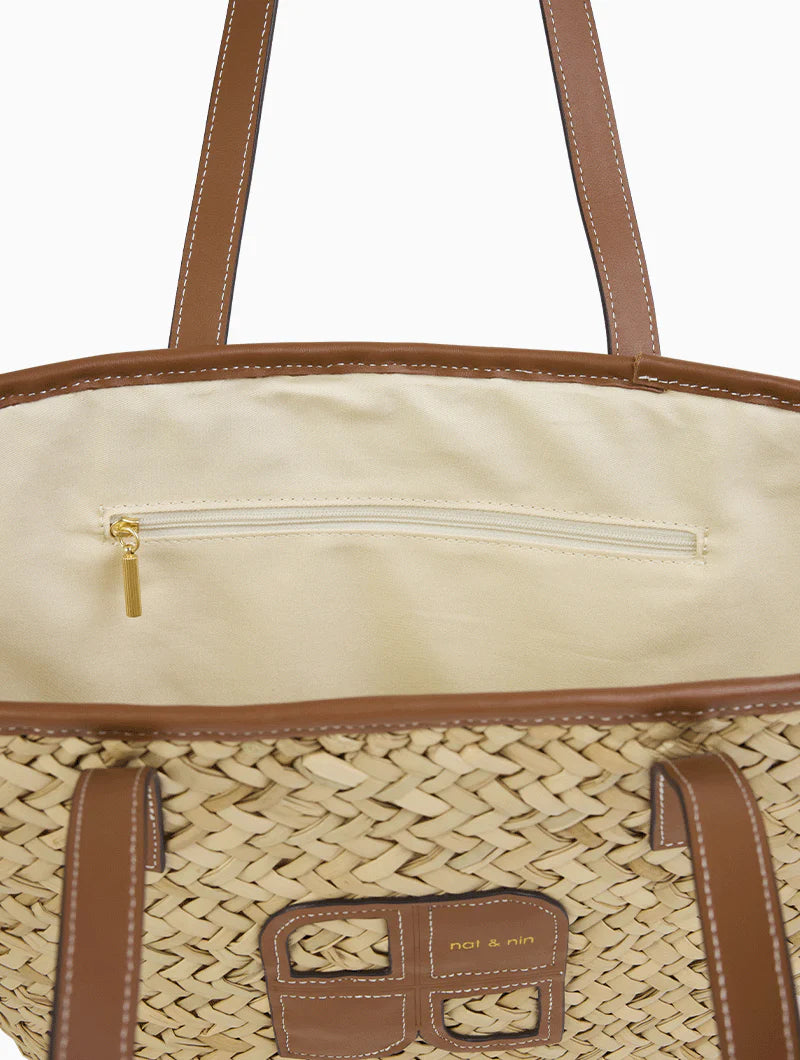 Sac Cabas Raphia et Paille - Papaya Noisette