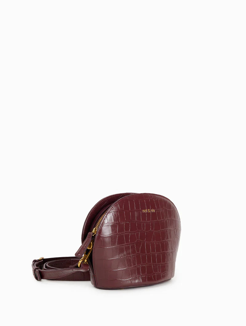 Sac bandoulière - Poppy Croco bordeaux