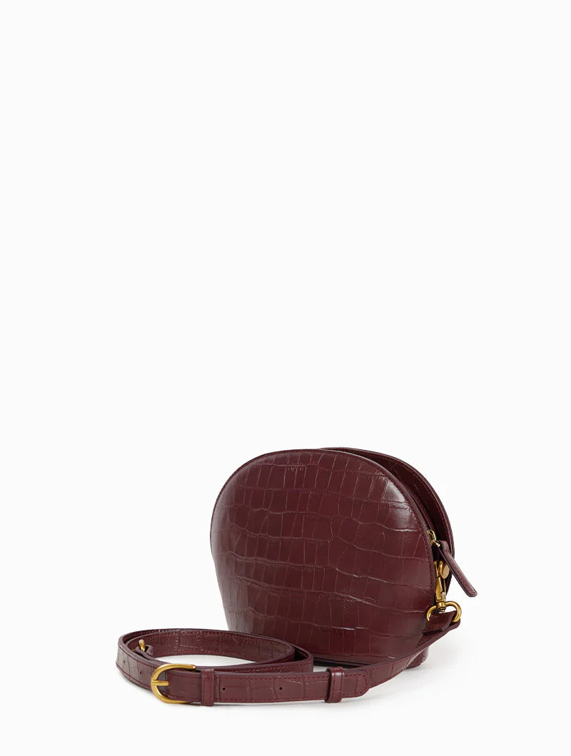 Sac bandoulière - Poppy Croco bordeaux