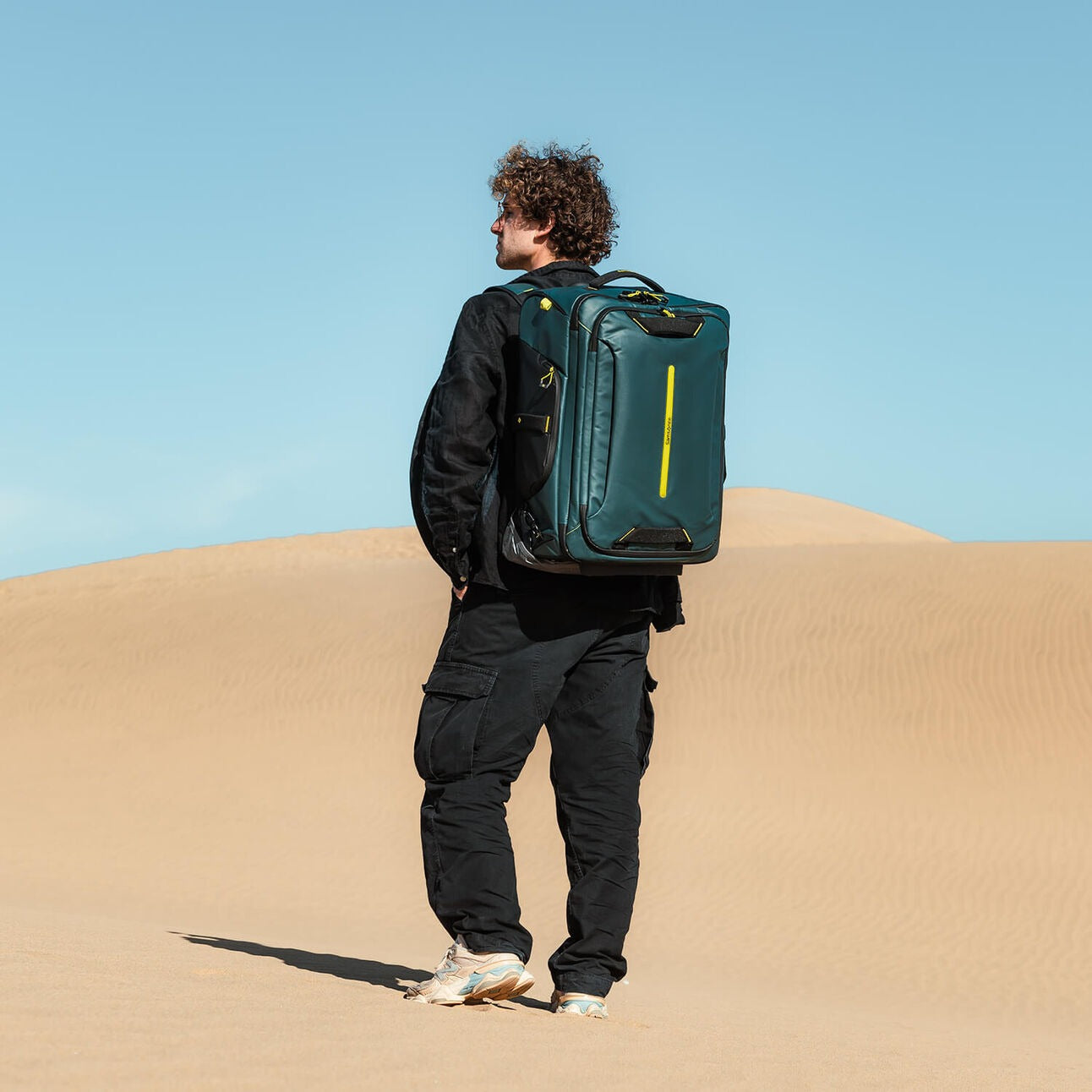Sac de voyage à roulettes/Sac à dos - Dark Teal - Lime