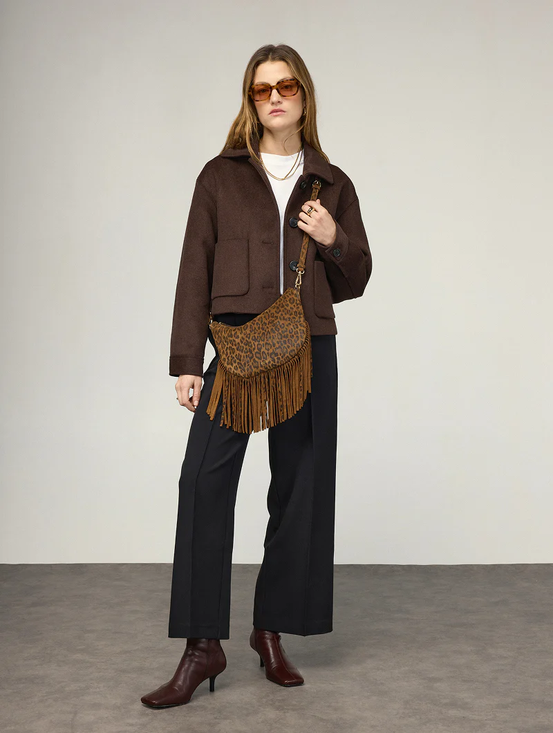 Sac bandoulière - Lune Franges Léopard