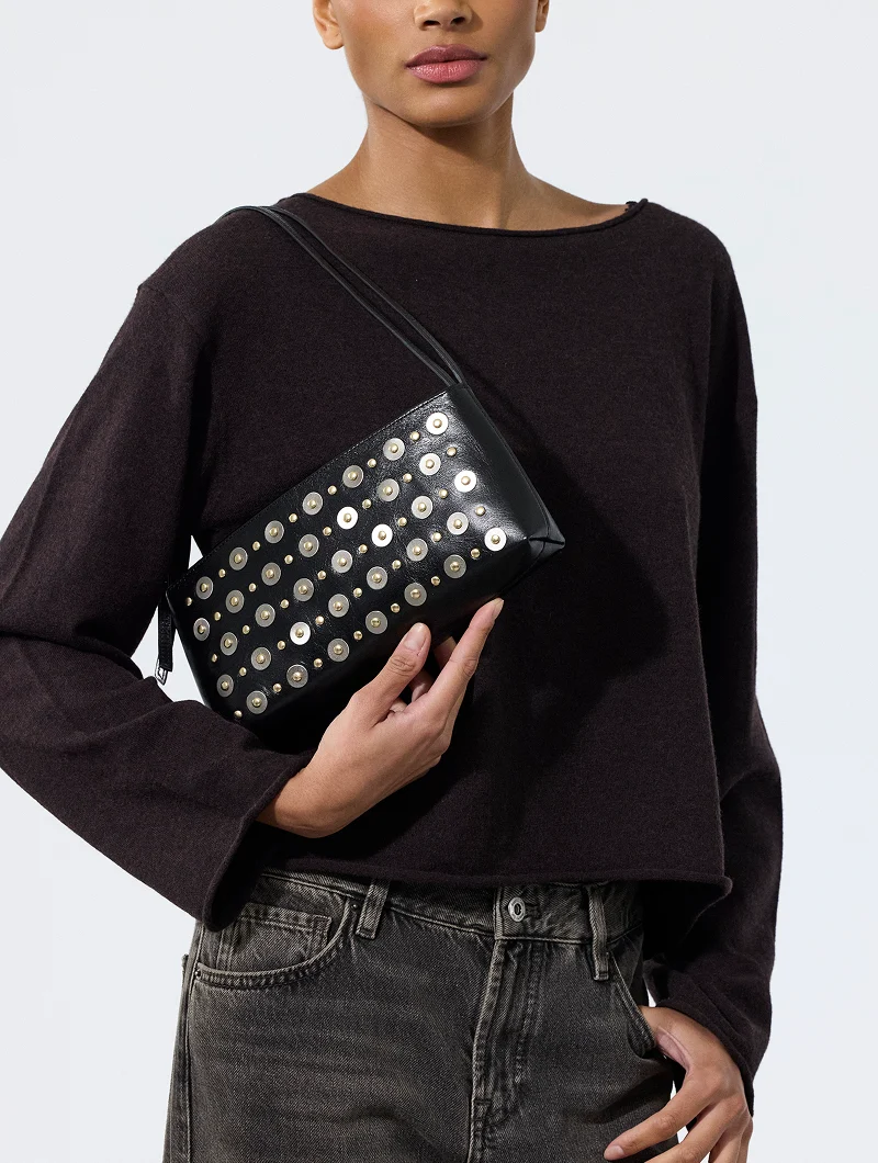 Sac Baguette - Nya Stud Noir Glacé