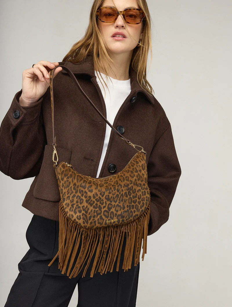 Sac bandoulière - Lune Franges Léopard