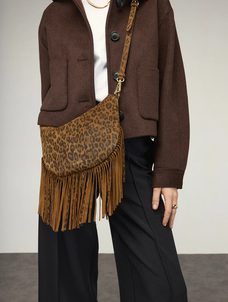 Sac bandoulière - Lune Franges Léopard