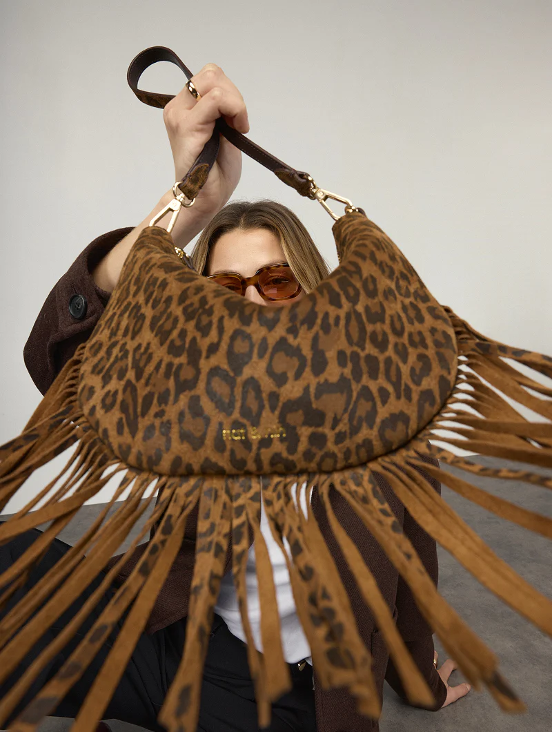Sac bandoulière - Lune Franges Léopard