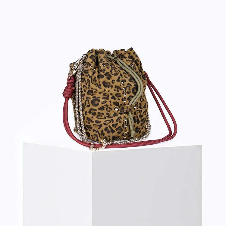 Sac bandoulière / Sac seau - Beco Stud Léo Sepia