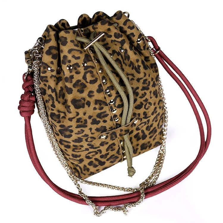 Sac bandoulière / Sac seau - Beco Stud Léo Sepia