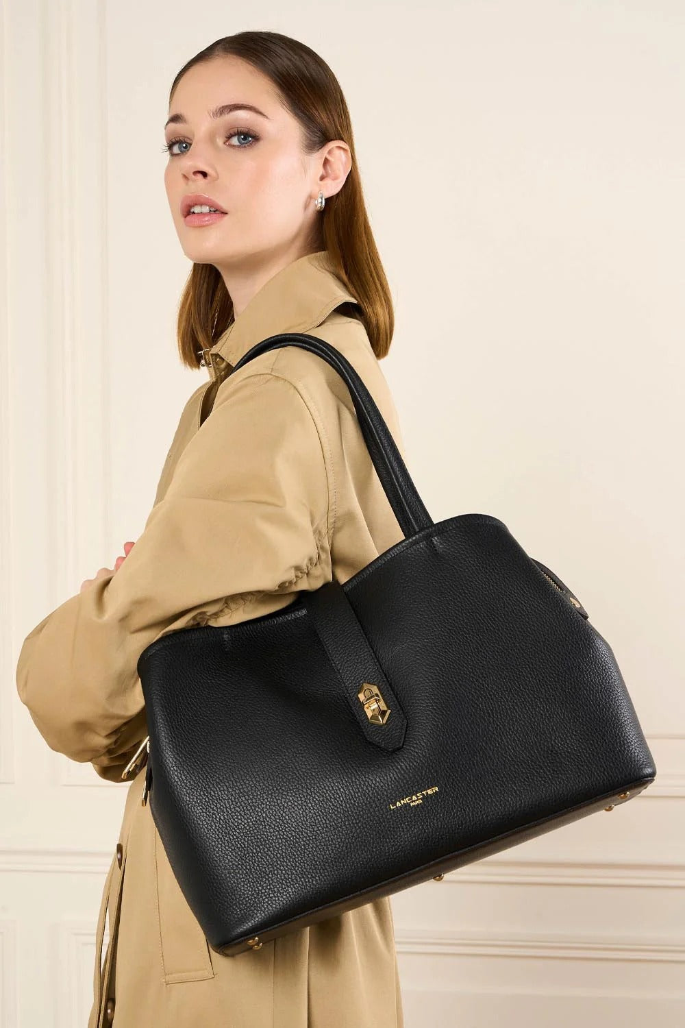 Grand Sac à main - Top Double Noir