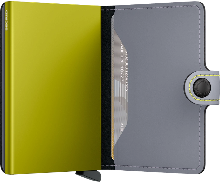 Porte cartes RFID - Miniwallet Matte Grey Lime