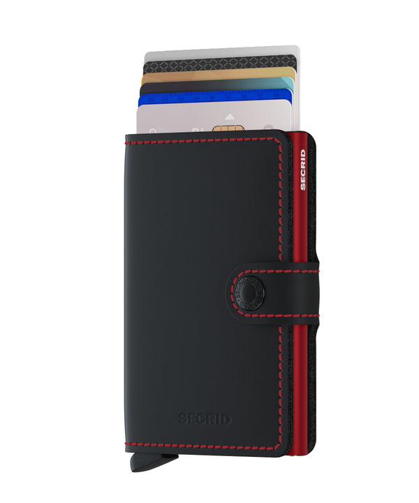 Porte cartes RFID- Miniwallet Matte Black & Red