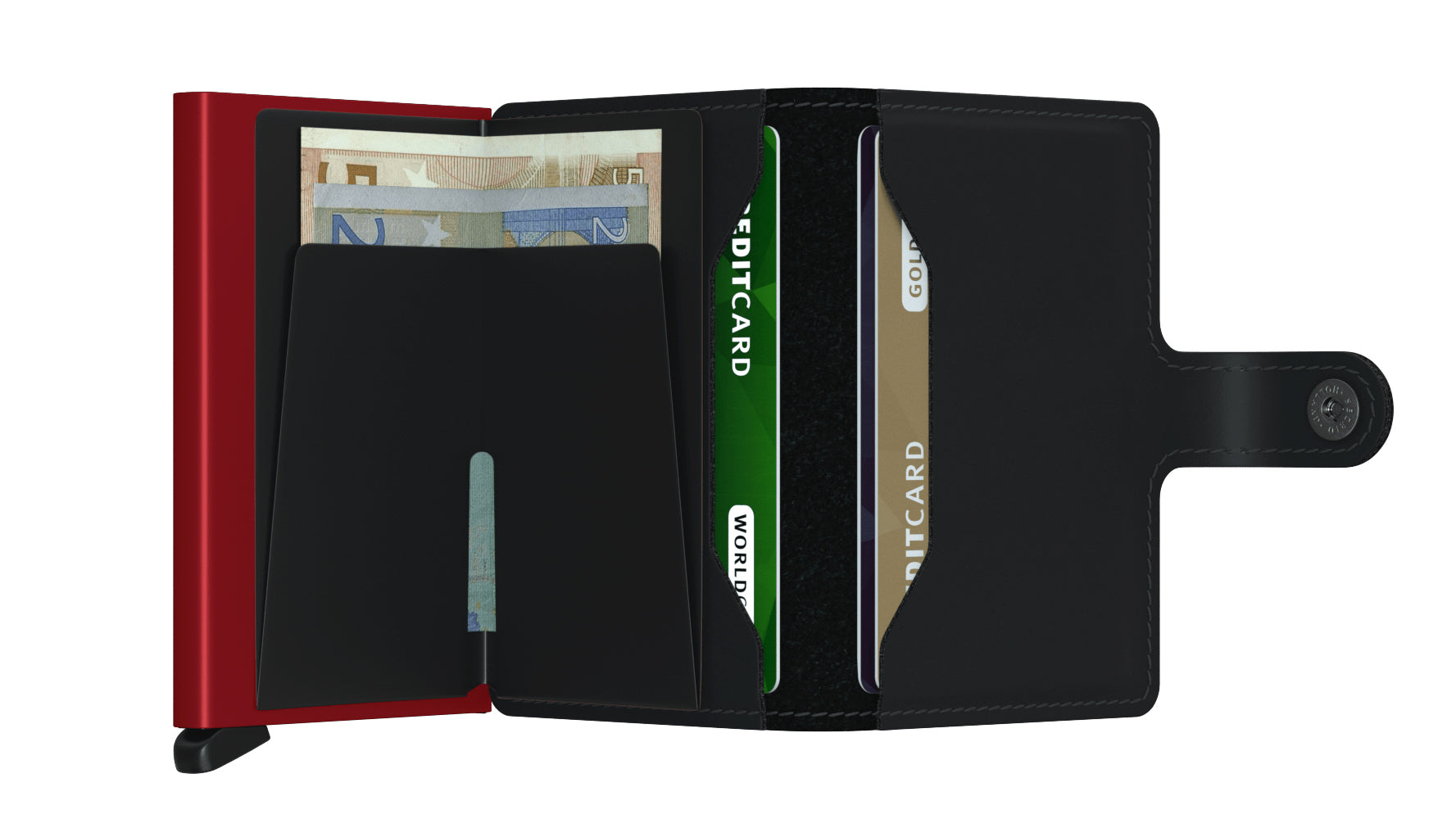 Porte cartes RFID- Miniwallet Matte Black & Red