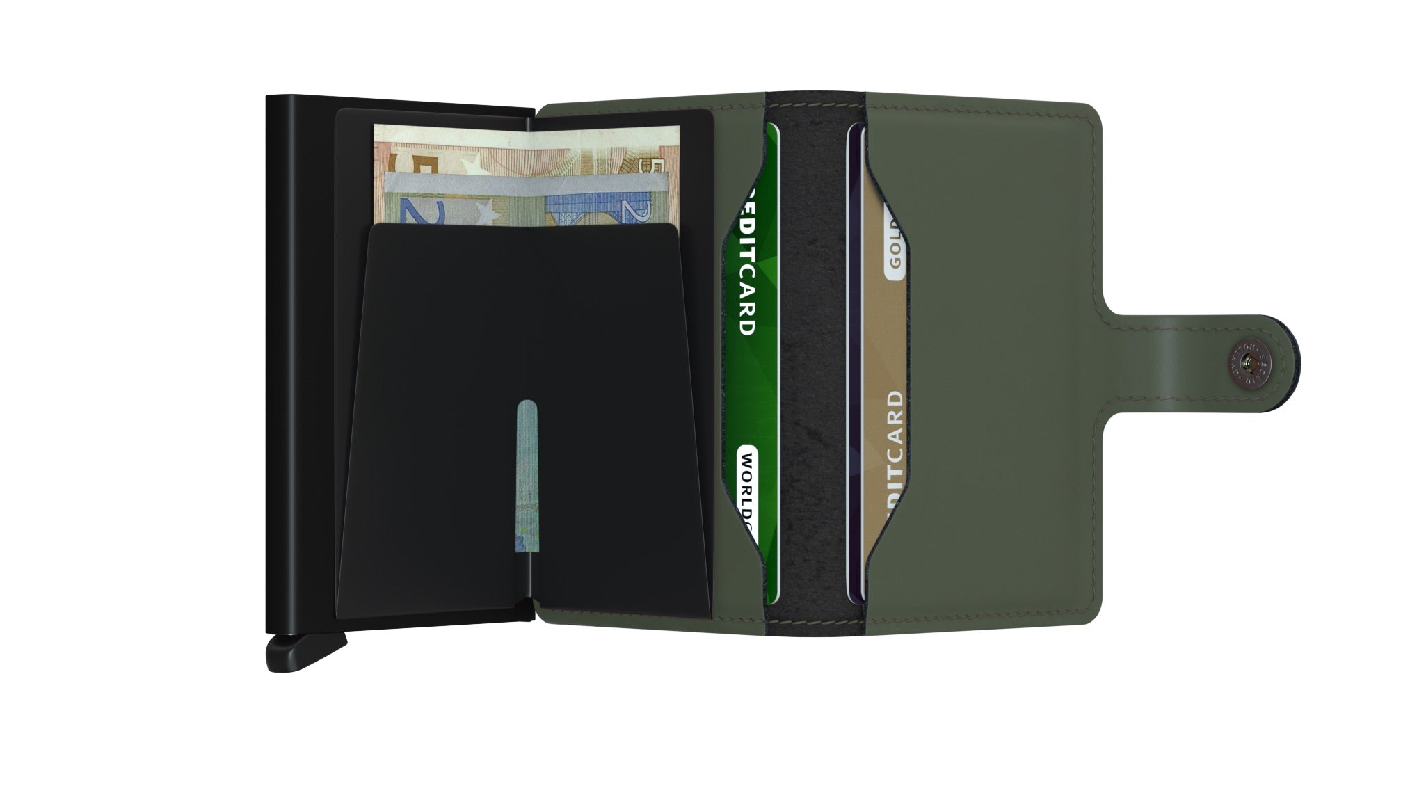 Porte cartes RFID- Miniwallet Matte Green & Black