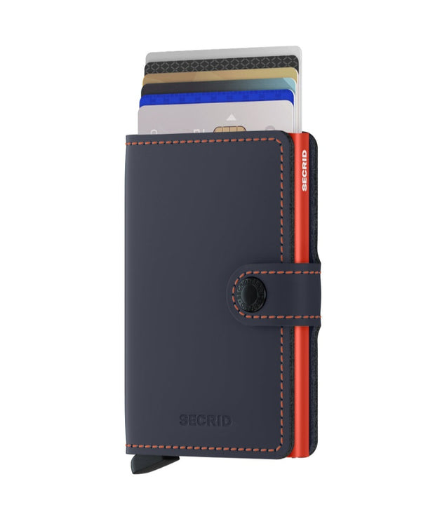 Porte cartes RFID- Miniwallet Matte Nightblue & Orange