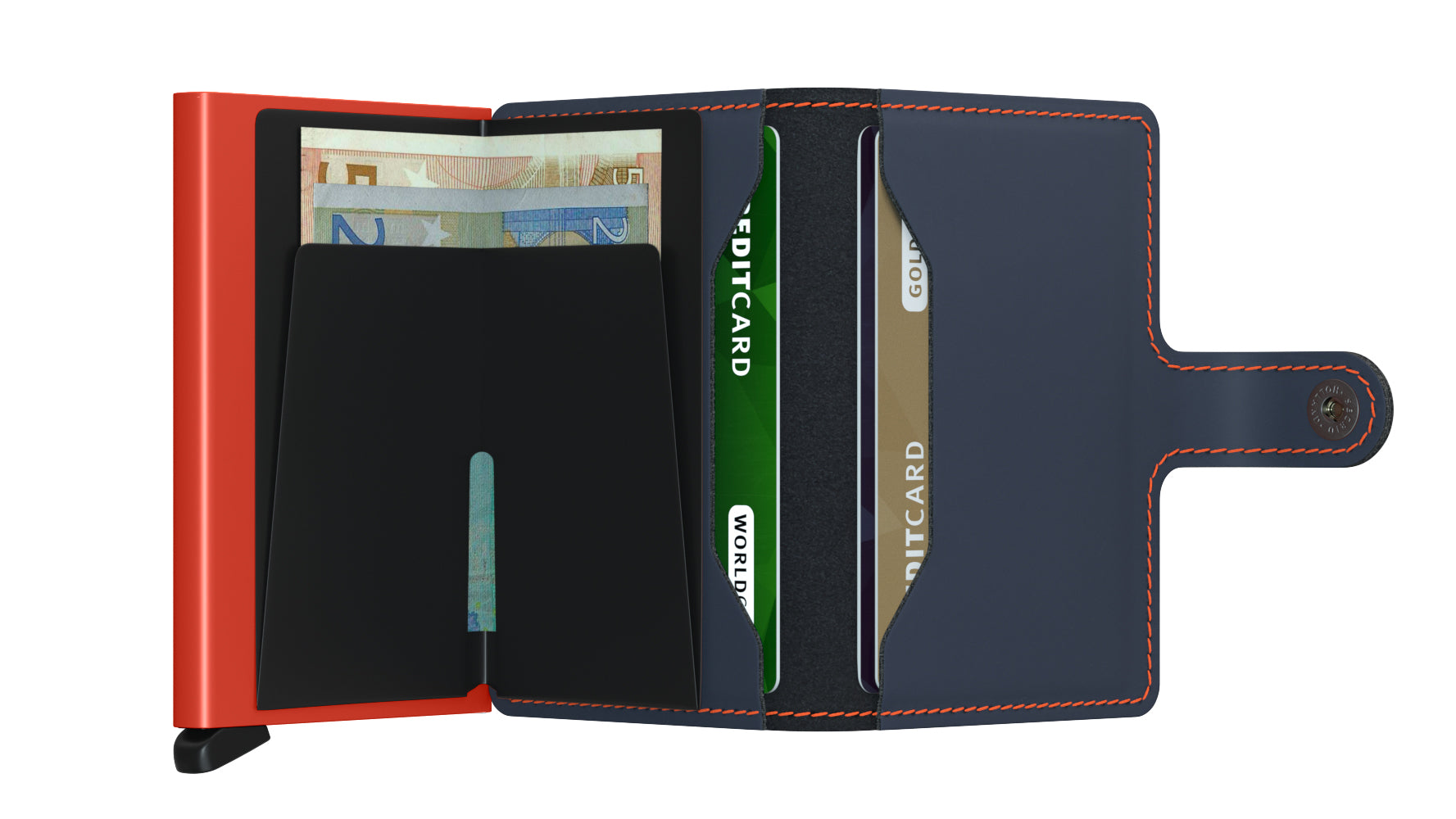Porte cartes RFID- Miniwallet Matte Nightblue & Orange
