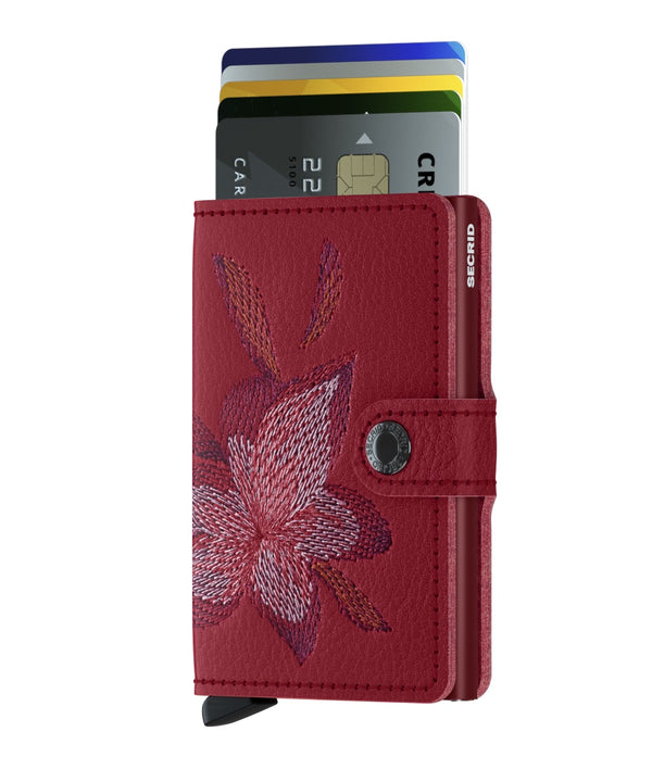 Porte cartes RFID- Miniwallet Magnolia Rouge
